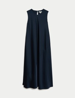 Lyocell Rich Round Neck Midaxi Column Dress