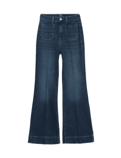 Patch Pocket Flare High Waisted Jeans