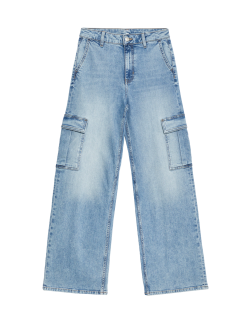 High Waisted Wide Leg Cargo Jeans