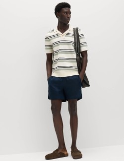 Cotton Rich Bold Striped Boucle Polo Shirt
