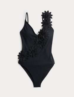 Floral Detail Padded Plunge Swimsuit