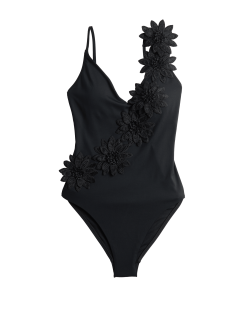 Floral Detail Padded Plunge Swimsuit