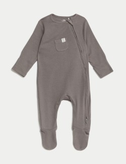 3pk Cotton Rich Striped & Plain Sleepsuits (0-3 Yrs)