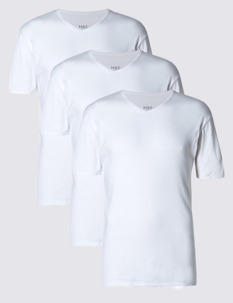 Tričková tílka z čisté bavlny s výstřihem do V, 3 ks