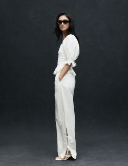 Pure Cotton Shirred Puff Sleeve Top
