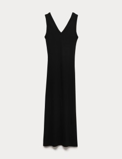 Cotton Rich V-Neck Midi Column Dress