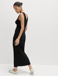 Cotton Rich V-Neck Midi Column Dress