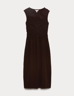 Pure Cotton Jersey Shirred Front Midi Dress