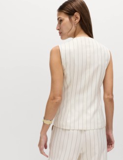 Striped V-Neck Longline Waistcoat