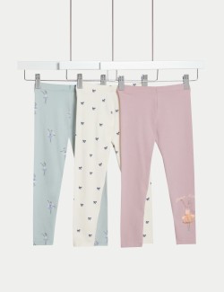 3pk Cotton Rich Ballet Leggings (2-8 Yrs)