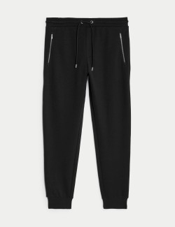 Cuffed Cotton Blend Zip Pocket Joggers