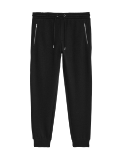 Cuffed Cotton Blend Zip Pocket Joggers