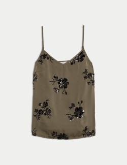 Embellished V-Neck Cami Top