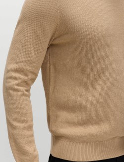 Pure Cotton Textured Crew Neck Jumper