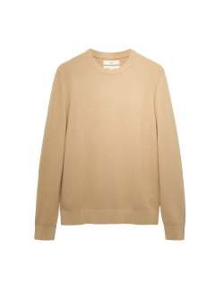 Pure Cotton Textured Crew Neck Jumper
