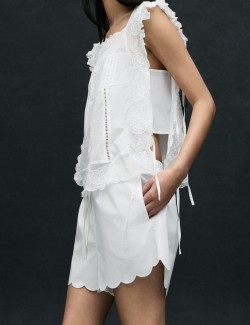 Pure Cotton Scallop Hem Shorts