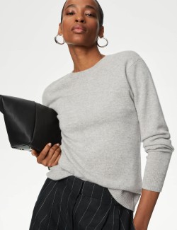 Pure Cashmere Textured Crew Neck Jumper