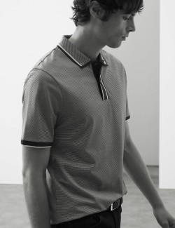 Pure Cotton Jacquard Polo Shirt