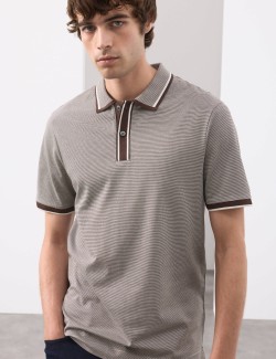 Pure Cotton Jacquard Polo Shirt