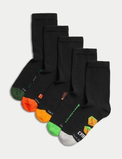 5pk Cotton Rich Minecraft™ School Socks