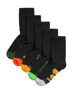 5pk Cotton Rich Minecraft™ School Socks