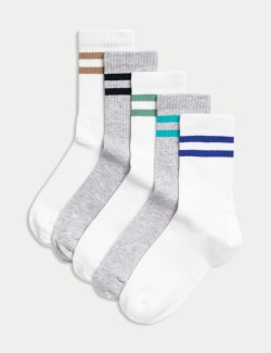 5pk Cotton Rich Ankle Stripe Socks (6 - 7 Large)