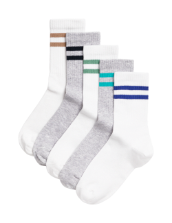 5pk Cotton Rich Ankle Stripe Socks (6 - 7 Large)