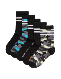 5pk Cotton Rich Camouflage Socks (6 Small - 7 Large)