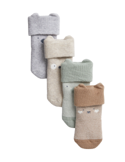 4pk Cotton Rich Striped Baby Socks (0-3 Yrs)