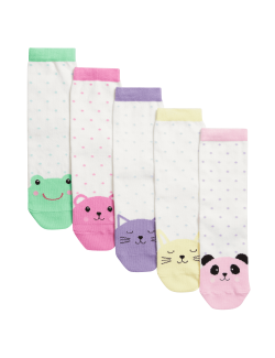 5pk Cotton Spotty Animal Socks