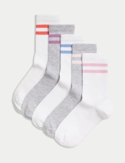 5pk Cotton Rich Ankle Stripe Socks (6 Small -7 Large)