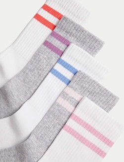 5pk Cotton Rich Ankle Stripe Socks (6 Small -7 Large)