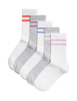 5pk Cotton Rich Ankle Stripe Socks (6 Small -7 Large)