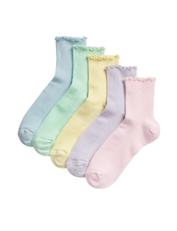 5pk Cotton Rich Ribbed Socks (6 Small - 7 Large)