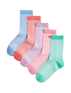 5pk Cotton Rich Striped Socks (6 Small - 7 Large)