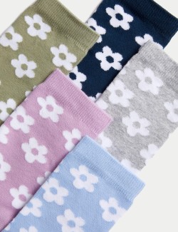 5pk Cotton Rich Floral Socks (6 Small - 7 Large)