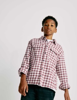 Pure Cotton Micro Checked Shirt (6-16 Yrs)