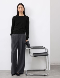 Pure Cashmere Textured Crew Neck Jumper