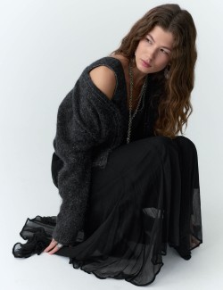 Pure Cupro Chiffon Maxi Skirt