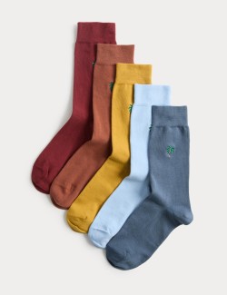 Pruhované ponožky s motivem palem, vysokým podílem bavlny a technologií Cool & Fresh™, 5 párů