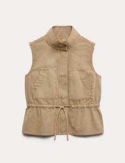 Garment Dyed Tie Waisted Utility Gilet