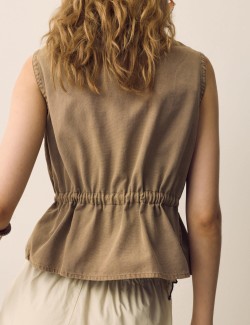 Garment Dyed Tie Waisted Utility Gilet