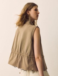 Garment Dyed Tie Waisted Utility Gilet