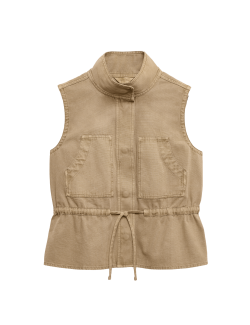 Garment Dyed Tie Waisted Utility Gilet