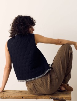 Pure Cotton Embroidered Quilted Gilet