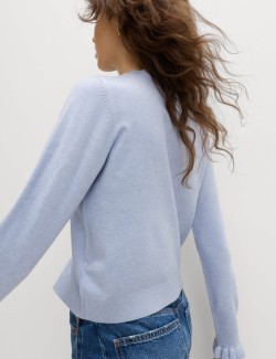 Air-Yarn Ruffle Slim Fit Cardigan
