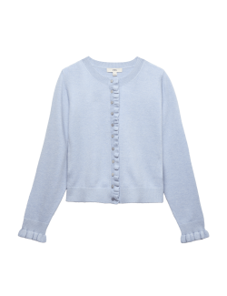 Air-Yarn Ruffle Slim Fit Cardigan