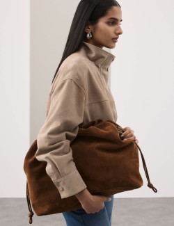 Suede Drawstring Shoulder Bag