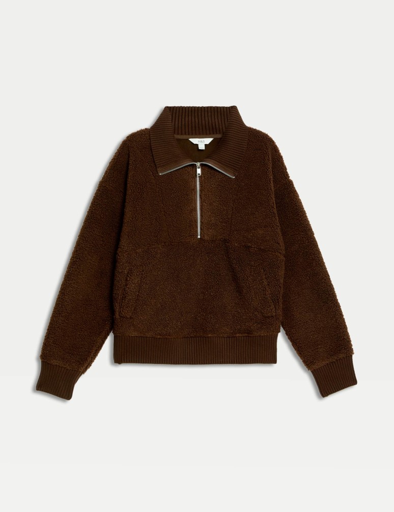 Borg Textured Half Zip Sweatshirt