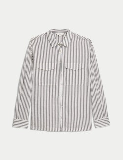 Cotton Rich Striped Utility Girlfriend Shirt